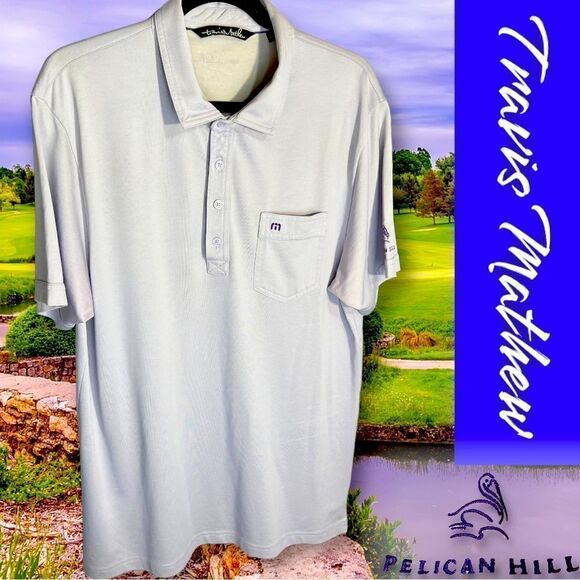 Travis Mathew Polo Shirt Mens L Light Purple Pima Cotton Pelican Hill Golf Polo - Picture 1 of 7